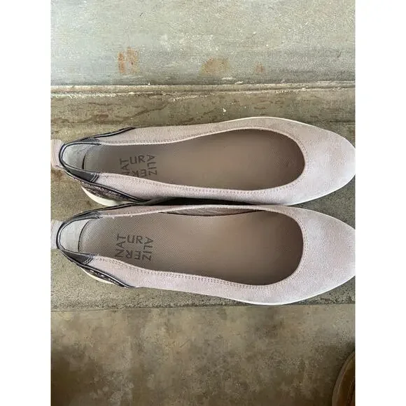 Naturalizer Harris taupe faux suede ballet style slip on with snake print accent - Picture 6 of 9